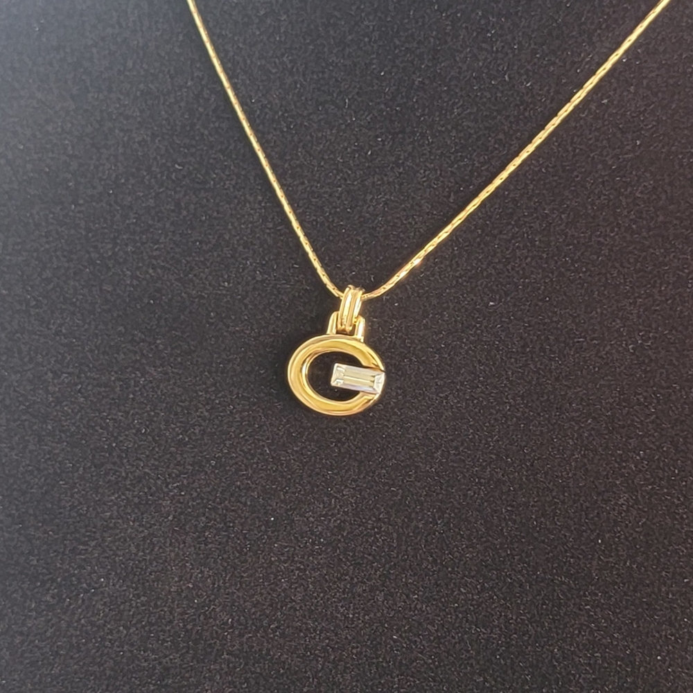 Givenchy Vintage Crystal G Pendant Necklace - Picture 3 of 6